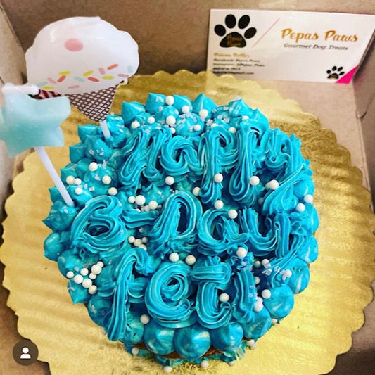 Small Round Dog Birthday Cake make by Pepas Paws in western MA
